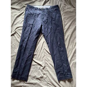 Mens Polo Ralph Lauren Straight Fit Pants Navy Blue Linen Blend 38x32